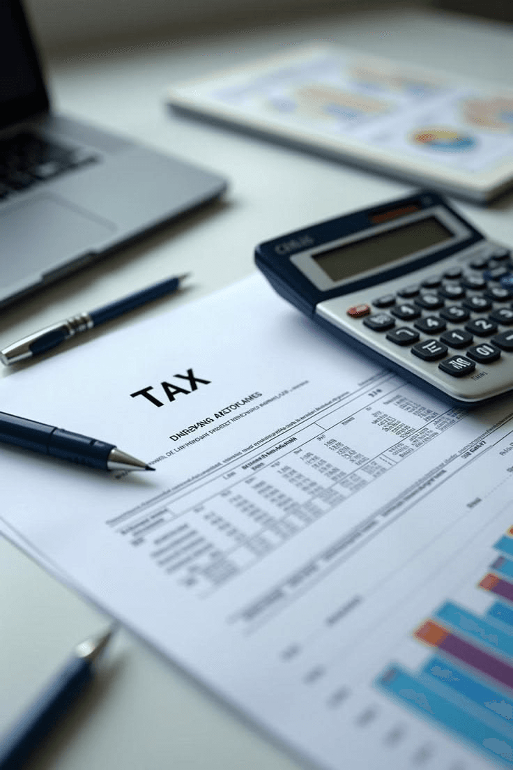 Tax and regulatory documents arranged for professional compliance review.